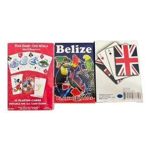 Travel Playing Cards, Walt Disney World, Belize and London Set of 3, Collectible